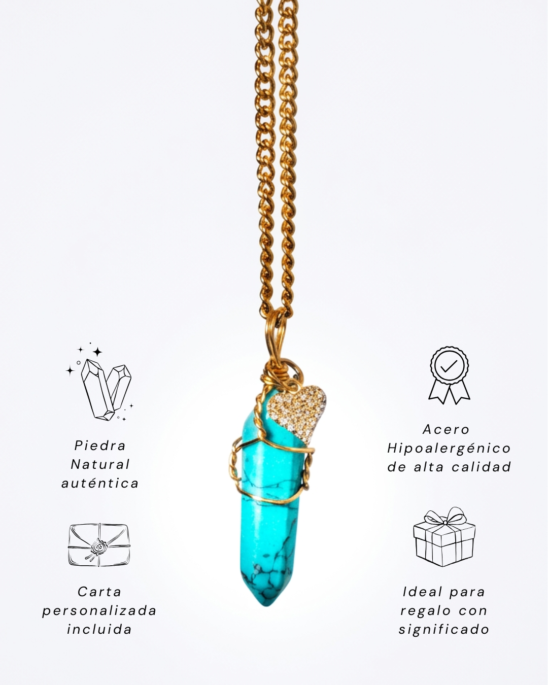 Collar Andrea TURQUESA (1 cadena) + Carta Zodiacal