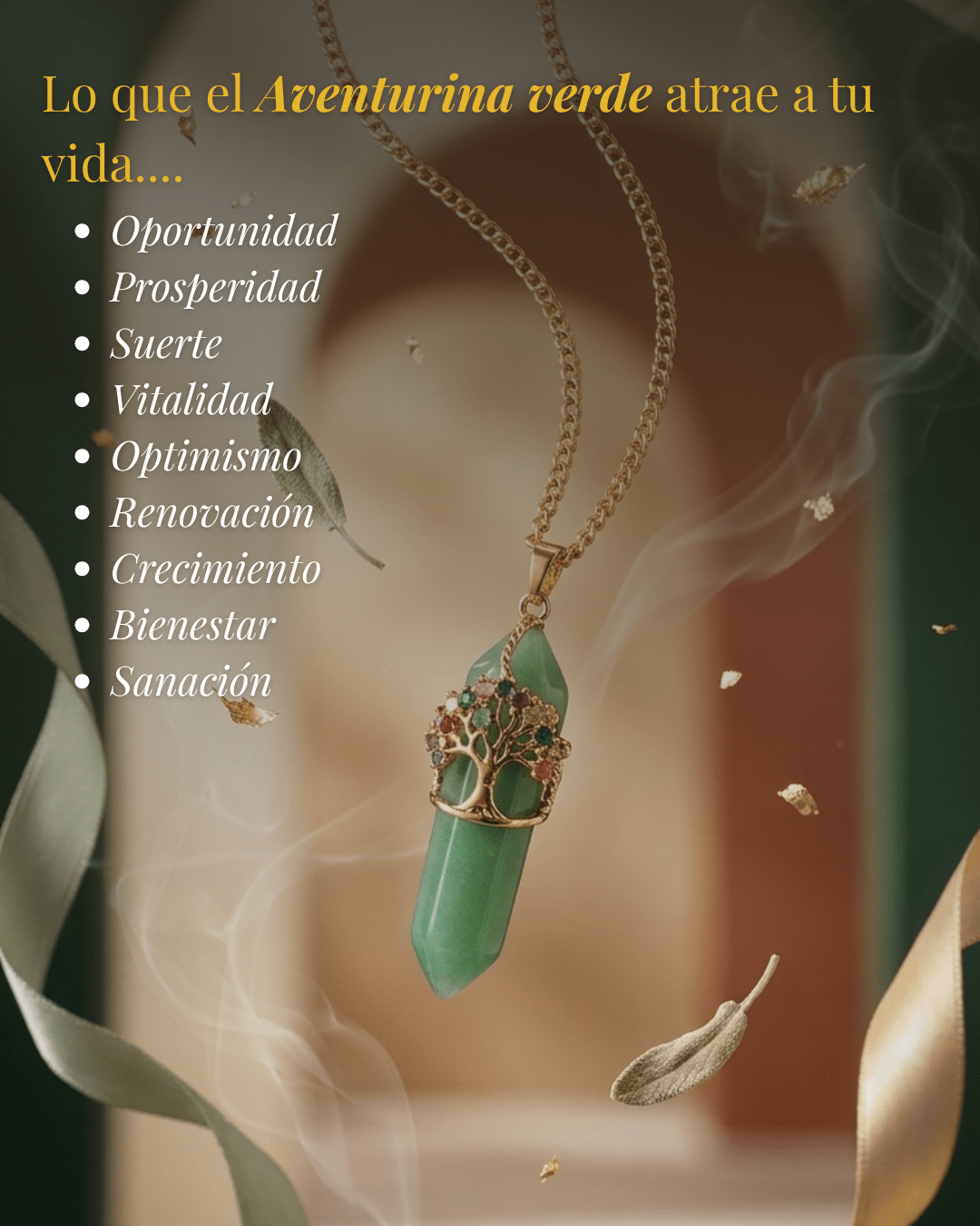 Collar Andrea AVENTURINA VERDE (1 cadena) + Carta Zodiacal