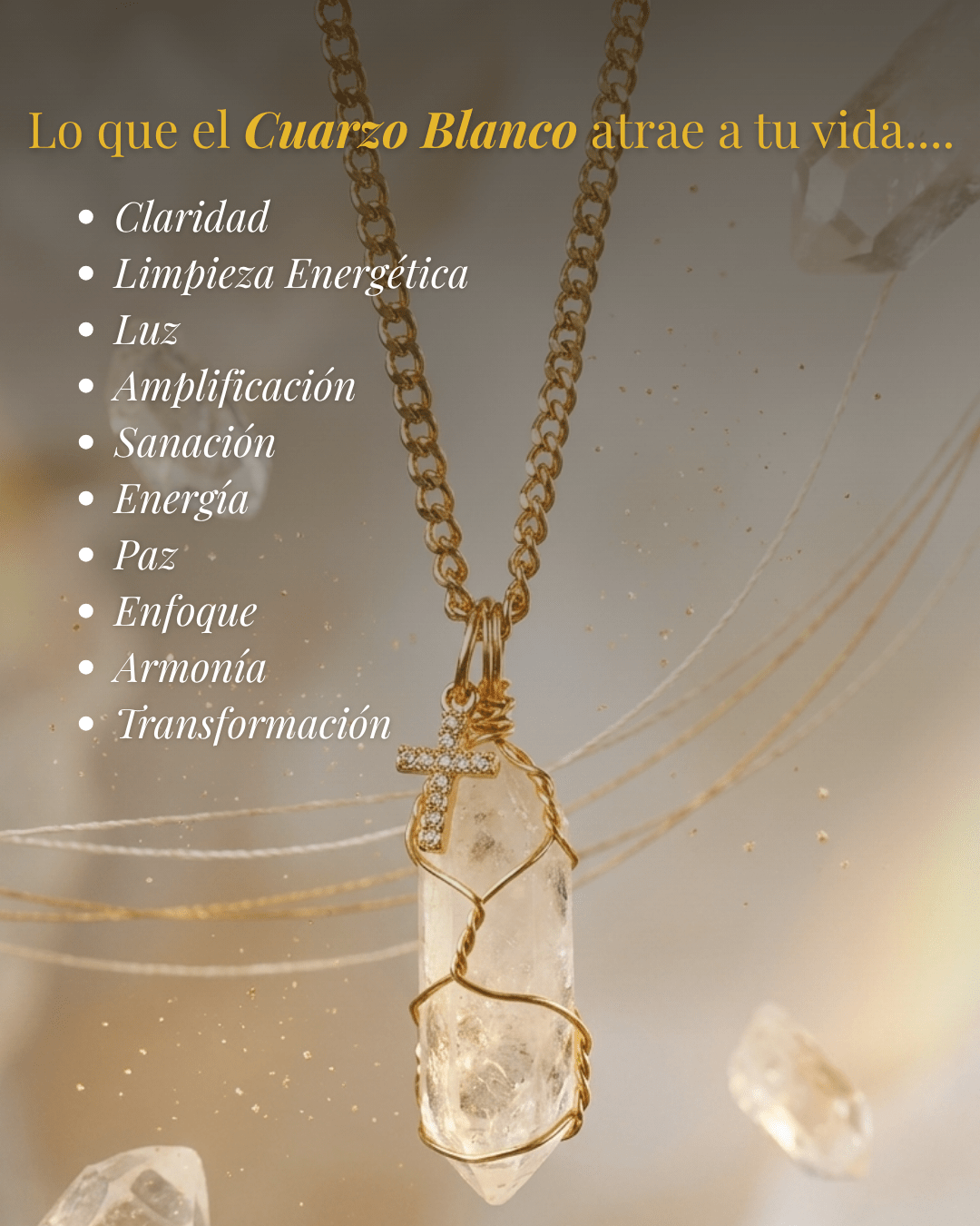 Collar Andrea CUARZO BLANCO (1 cadena) + Carta Zodiacal