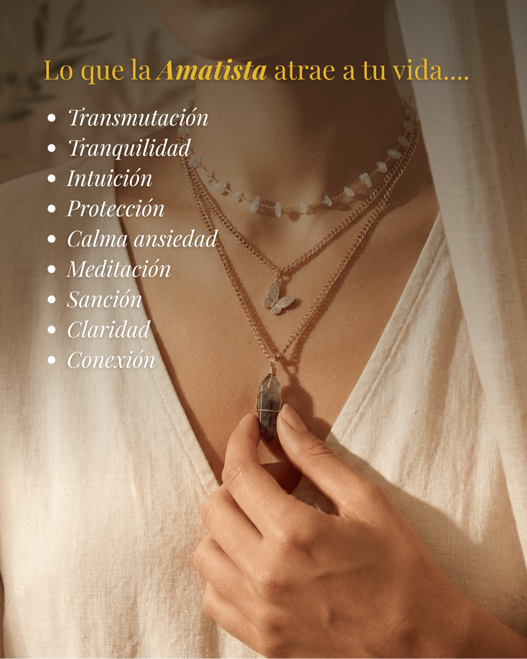 Collar Carolina Amatista | 3 Cadenas + Carta Zodiacal