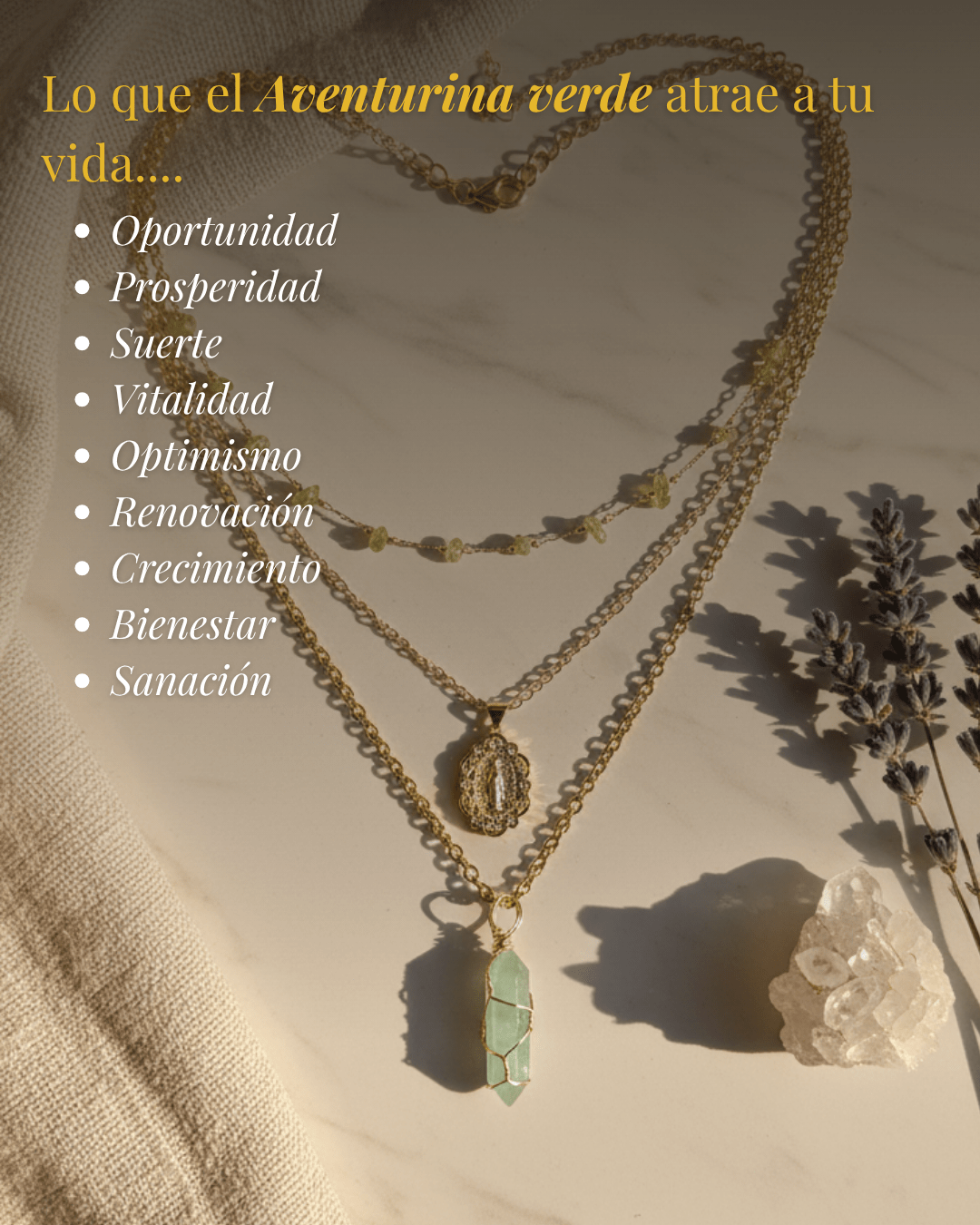Collar Carolina Aventurina Verde | 3 Cadenas + Carta Zodiacal