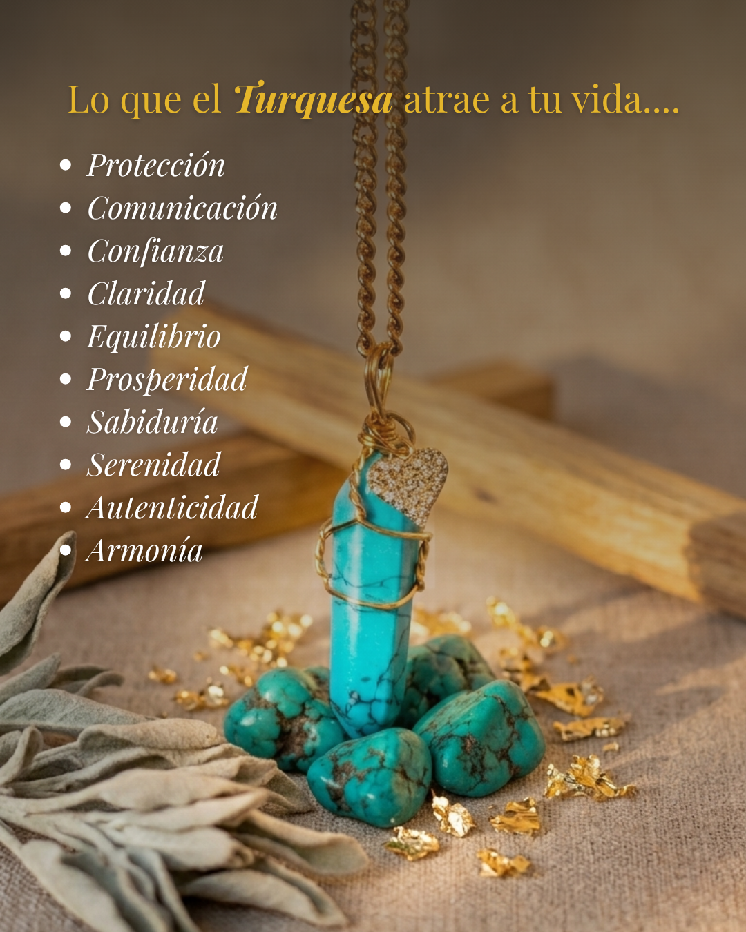 Collar Andrea TURQUESA (1 cadena) + Carta Zodiacal