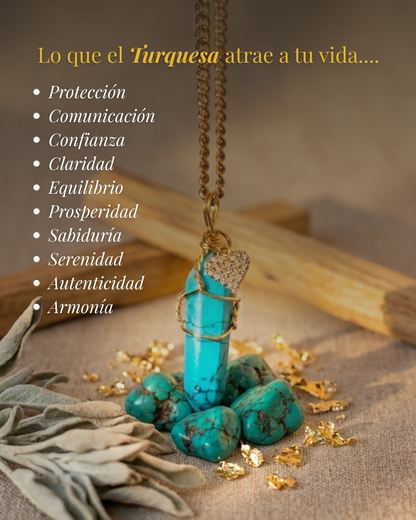 Collar Andrea TURQUESA (1 cadena) + Carta Zodiacal