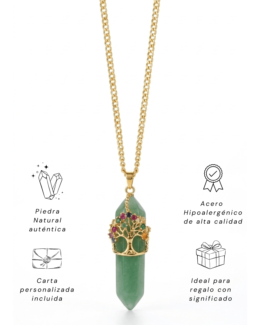 Collar Andrea AVENTURINA VERDE (1 cadena) + Carta Zodiacal
