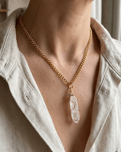 Collar Andrea CUARZO BLANCO (1 cadena) + Carta Zodiacal