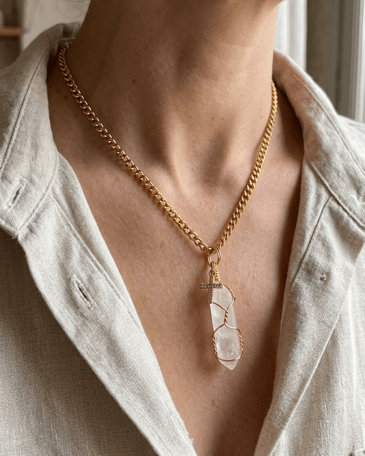 Collar Andrea CUARZO BLANCO (1 cadena) + Carta Zodiacal