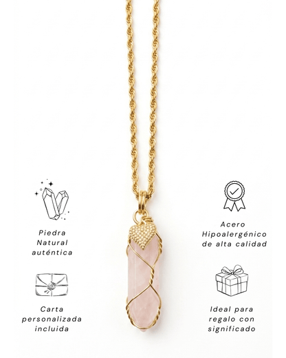 Collar Andrea - 1 Cadena Elige tu Piedra Natural + Carta Personalizada