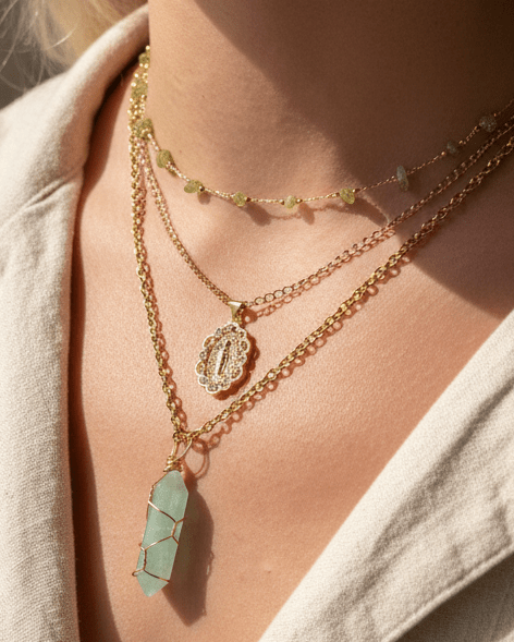 Collar Carolina Aventurina Verde | 3 Cadenas + Carta Zodiacal