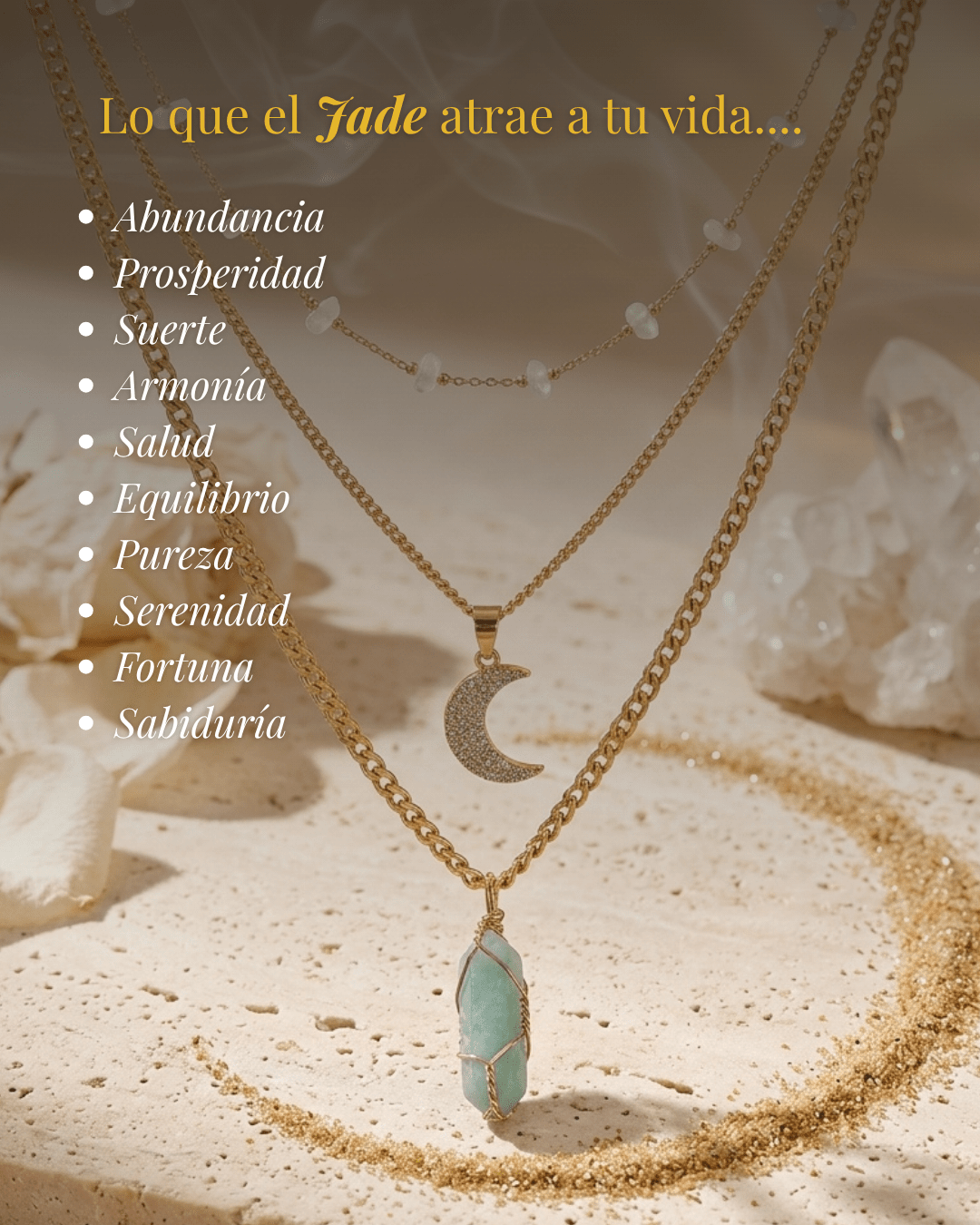 Collar Carolina JADE (3 cadenas) + Carta Zodiacal