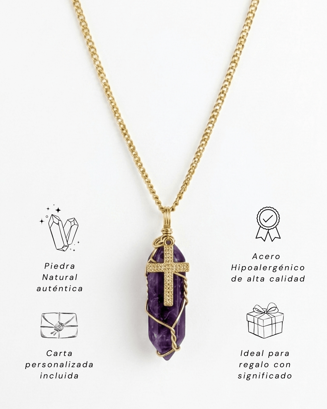 Collar Ismael Masculino AMATISTA + Carta Zodiacal