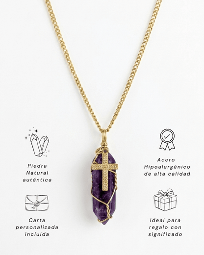 Collar Ismael Masculino AMATISTA + Carta Zodiacal