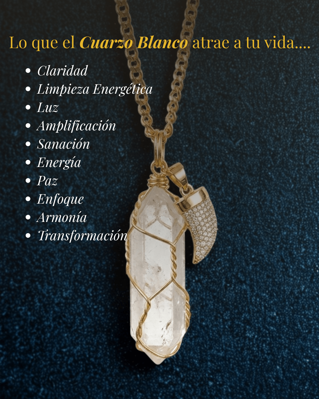 Collar Ismael Masculino CUARZO BLANCO + Carta Zodiacal