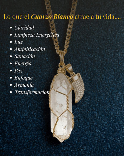 Collar Ismael Masculino CUARZO BLANCO + Carta Zodiacal