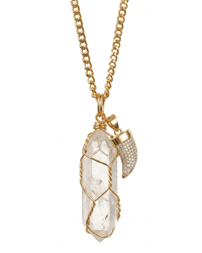 Collar Ismael Masculino CUARZO BLANCO + Carta Zodiacal