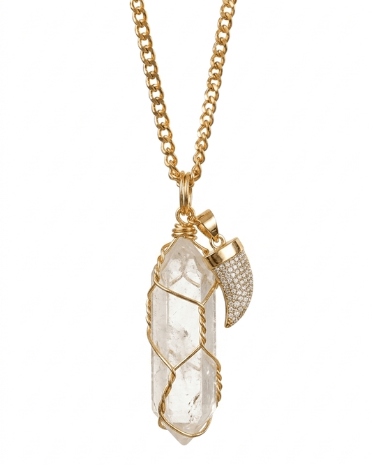 Collar Ismael Masculino CUARZO BLANCO + Carta Zodiacal