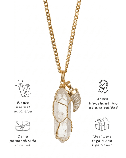 Collar Ismael Masculino CUARZO BLANCO + Carta Zodiacal