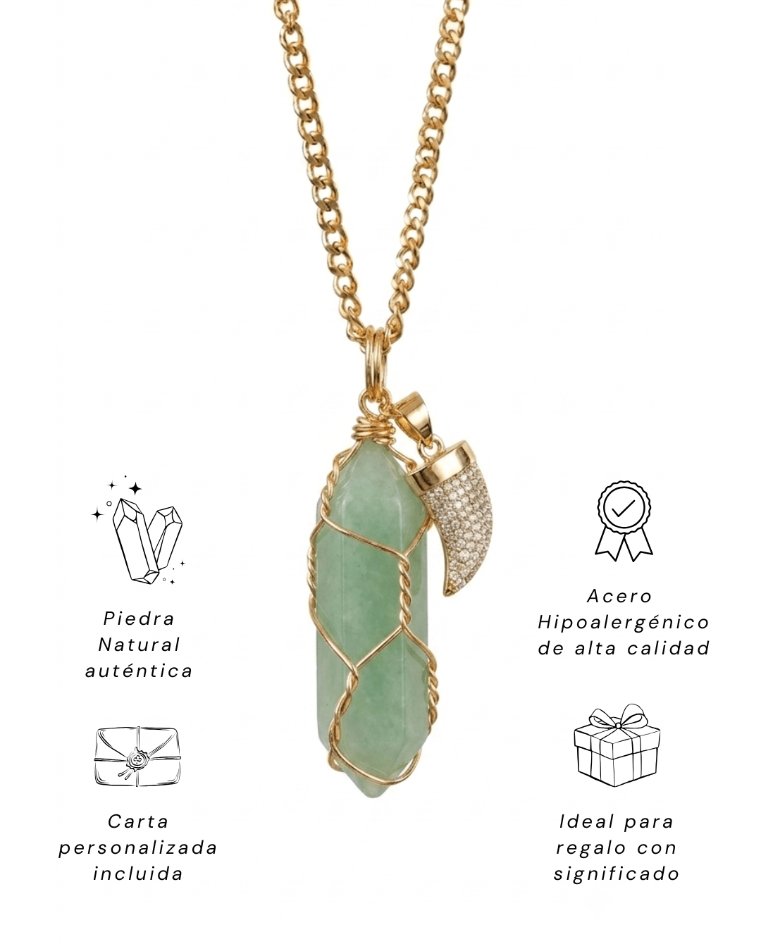 Collar Ismael Masculino JADE + Carta Zodiacal