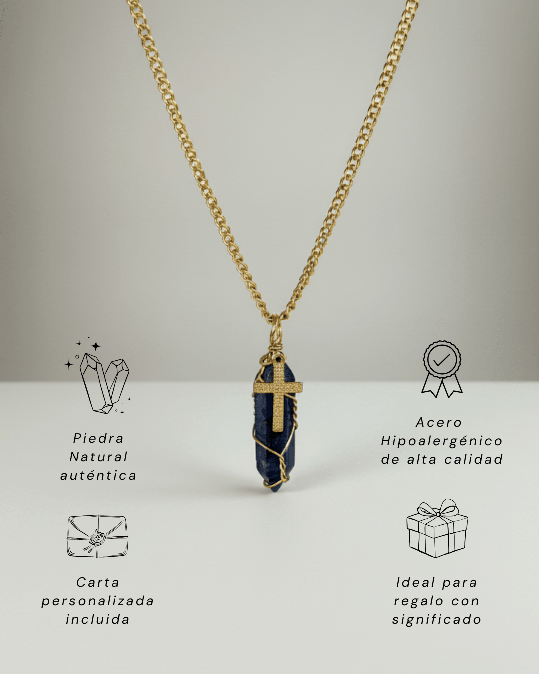 Collar Ismael Masculino LAPISLÁZULI + Carta Zodiacal