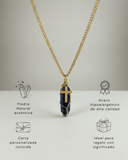 Collar Ismael Masculino LAPISLÁZULI + Carta Zodiacal
