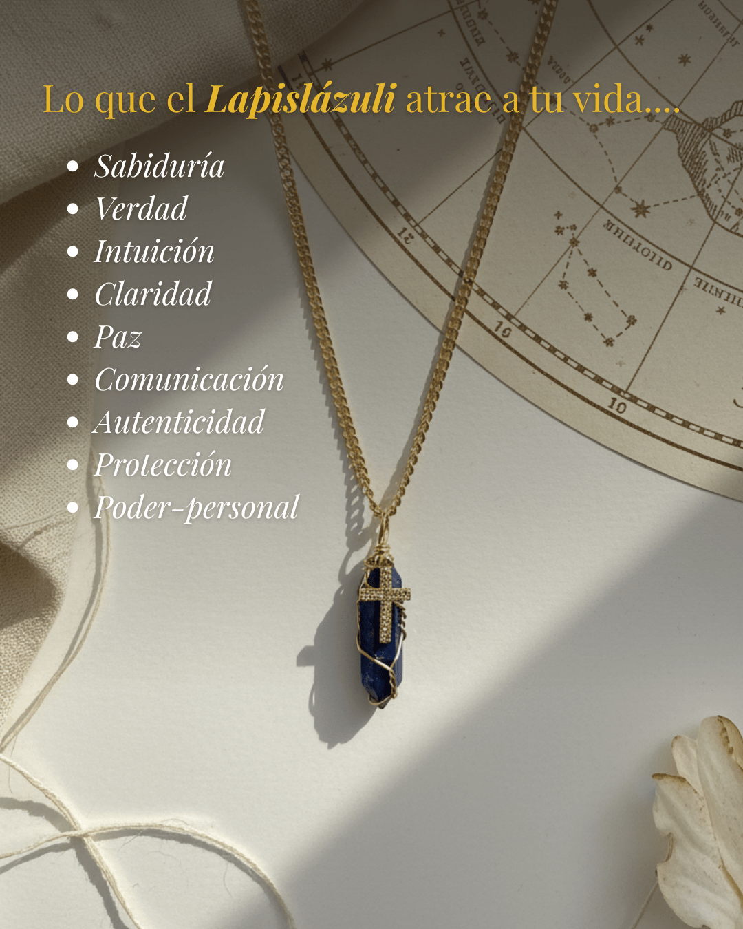 Collar Ismael Masculino LAPISLÁZULI + Carta Zodiacal