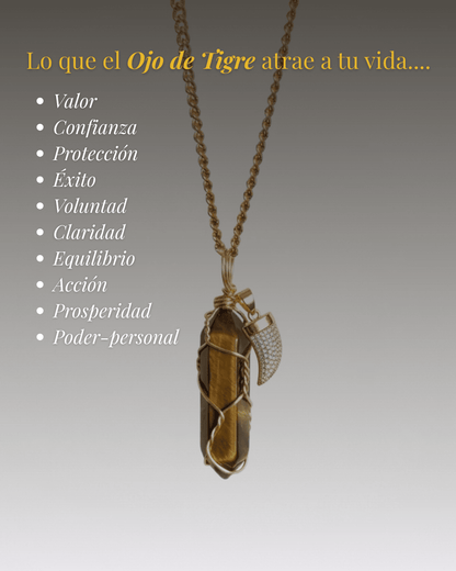 Collar Ismael Masculino OJO DE TIGRE + Carta Zodiacal