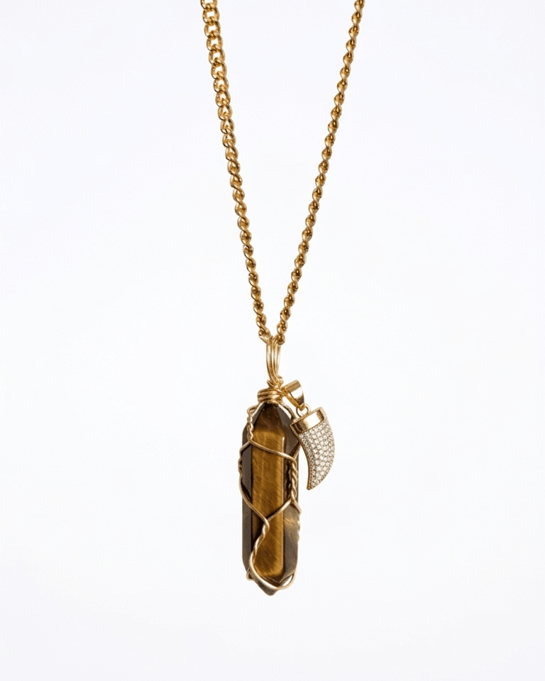 Collar Ismael Masculino OJO DE TIGRE + Carta Zodiacal