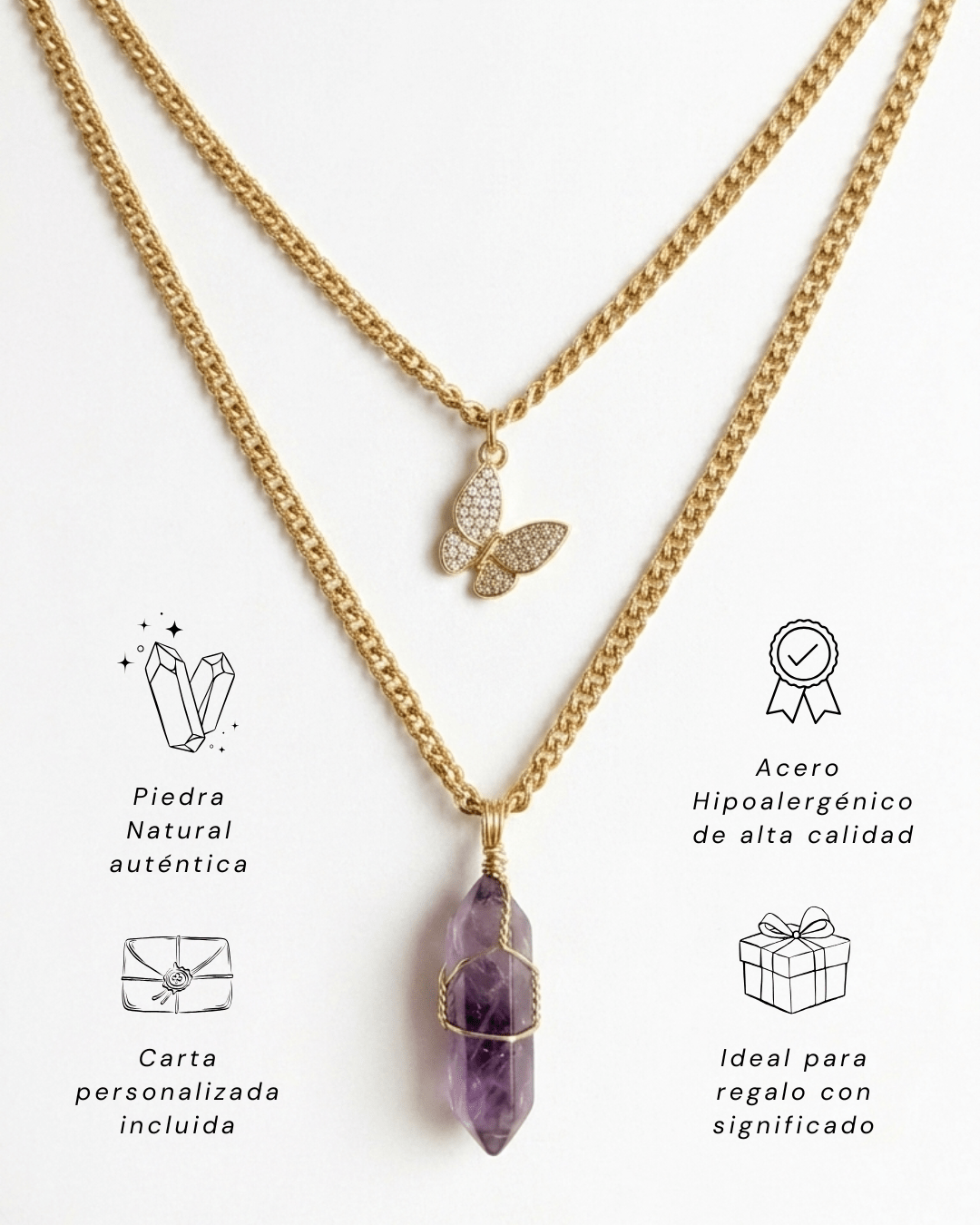 Collar Ismelia AMATISTA (2 cadenas) + Carta Zodiacal