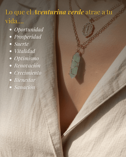 Collar Ismelia AVENTURINA VERDE (2 cadenas) + Carta Zodiacal