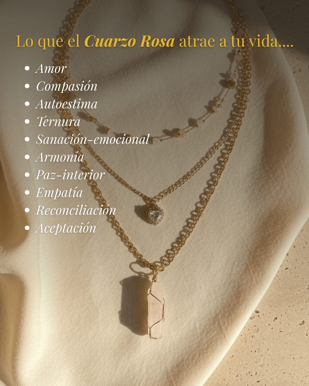 Collar Ismelia CUARZO ROSA (2 cadenas) + Carta Zodiacal