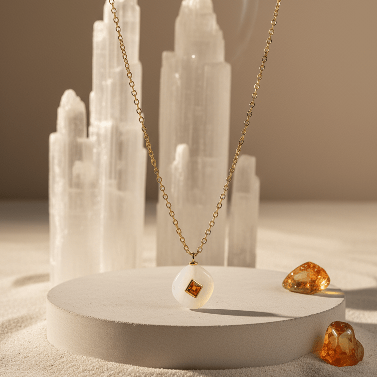 Collar Cuarzo Blanco – Piedra Natural para la Energía Positiva y el Equilibrio
