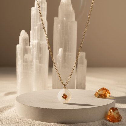 Collar Cuarzo Blanco – Piedra Natural para la Energía Positiva y el Equilibrio
