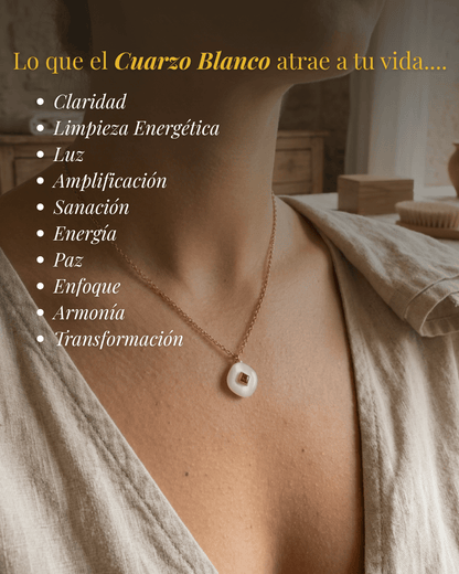 Collar Lagunas CUARZO BLANCO– Piedra Natural para la Energía Positiva y el Equilibrio
