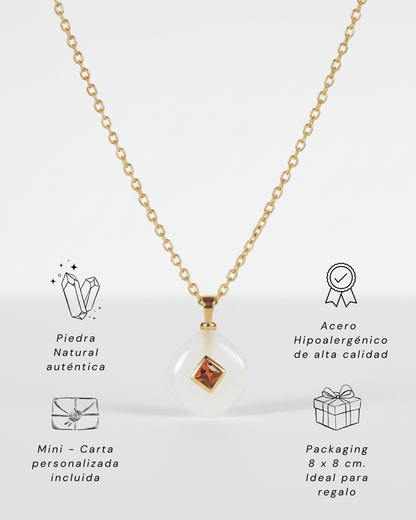 Collar Lagunas CUARZO BLANCO– Piedra Natural para la Energía Positiva y el Equilibrio
