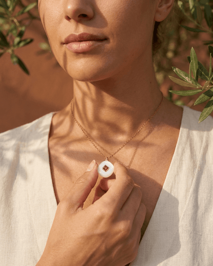 Collar Lagunas CUARZO BLANCO– Piedra Natural para la Energía Positiva y el Equilibrio