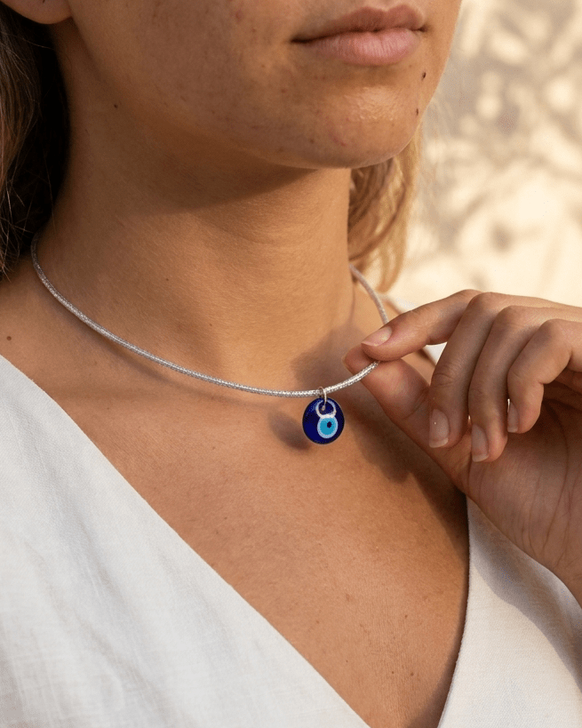 Collar Ojo Turco - Frida (Plateado)