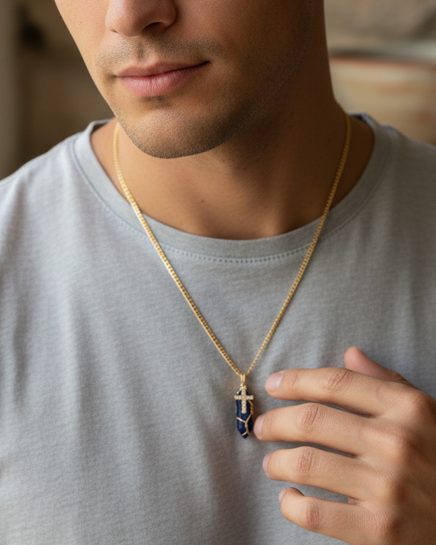 Collar Ismael Masculino LAPISLÁZULI + Carta Zodiacal