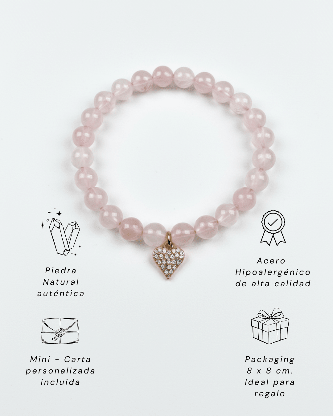 Pulsera Cuarzo Rosa + Carta Zodiacal