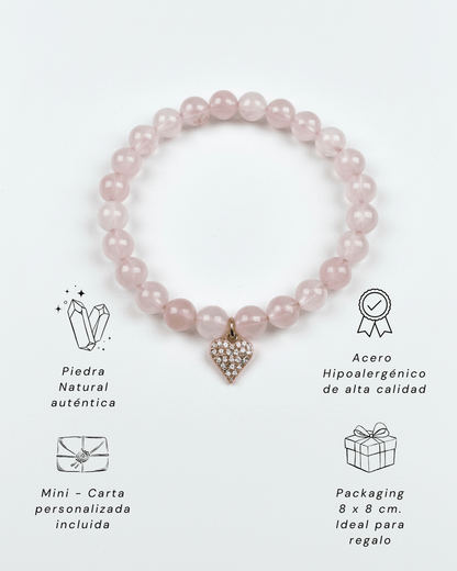 Pulsera Cuarzo Rosa + Carta Zodiacal